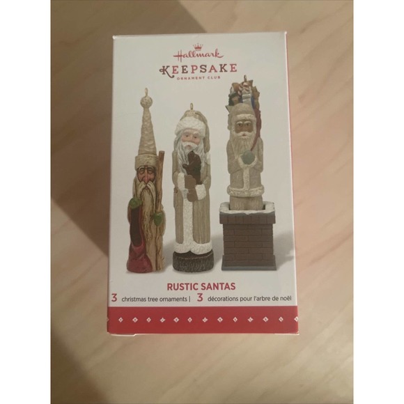 Hallmark Keepsake RUSTIC SANTA 2003 Ornament Club Exclusive SET Of 3 NIB Signed - Picture 1 of 4